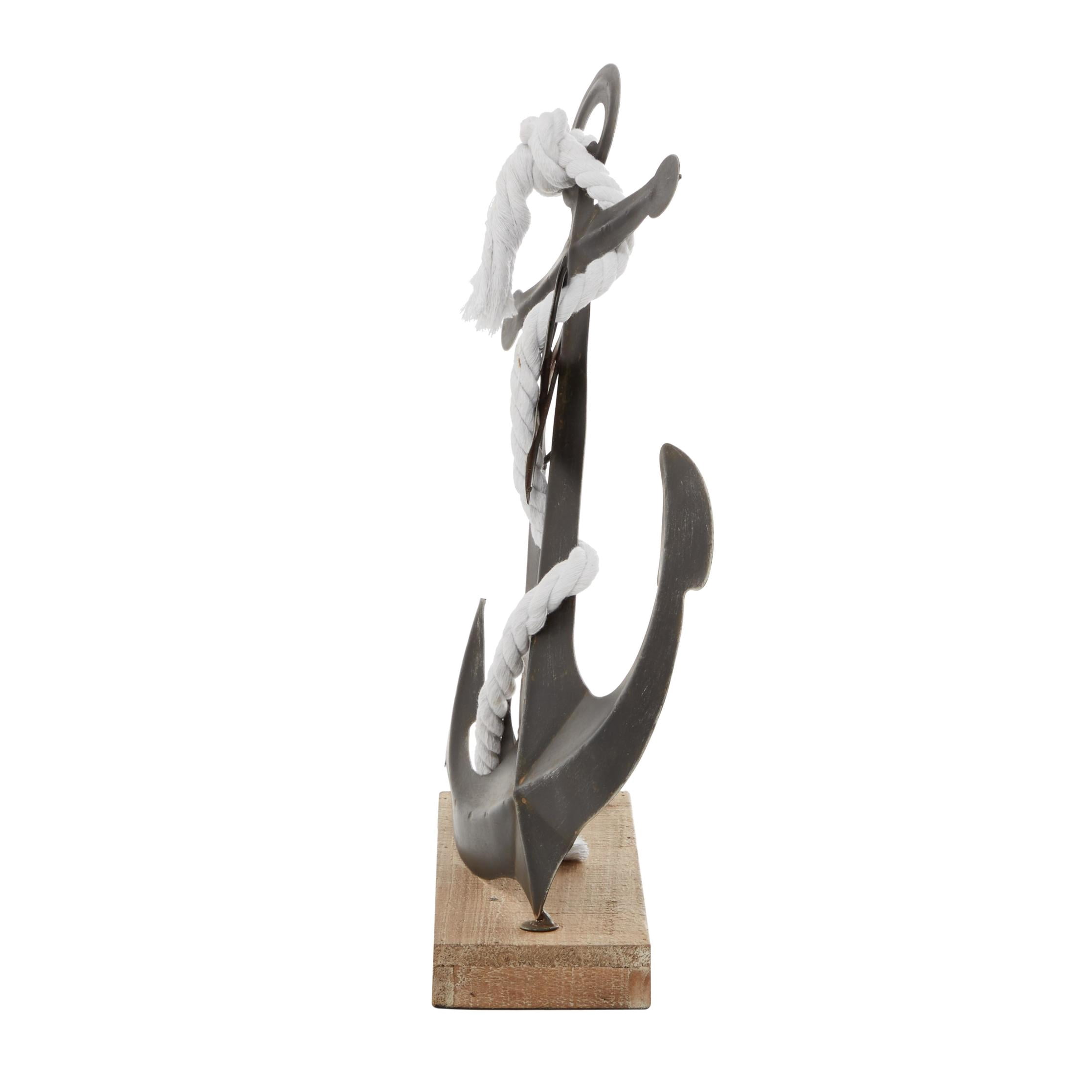 15" x 16" Black Metal Anchor Sculpture, by DecMode