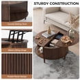 thumbnail image 5 of CDCASA Round Coffee Table with Storage, Fluted Lift Top Coffee Tables for Living Room, Mid Century Modern Round Center Table with Sliding Cabinet Door, Dark Brown, 5 of 11