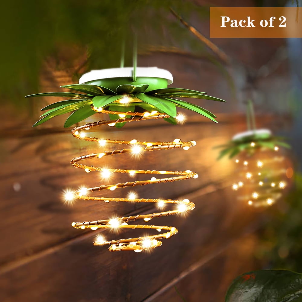 Pack of 2, Outdoor Solar Lantern Hanging Light Garden LED Lamp Yard