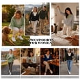 thumbnail image 5 of TEMOFON Sweatshirts for Women Fall clothes Loose V Neck Colorblock Long Sleeve Shirts for Winter Tops Trendy Sweat Shirts Light Grey L, 5 of 9