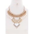 thumbnail image 2 of Chunky Pearl Antique Stone Boho Bohemian Statement Necklace Earring Set, 2 of 2