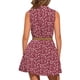 thumbnail image 3 of Vestido sin mangas de media abertura con estampado floral para mujer Inspire Chic, largo hasta la rodilla, con cinturón, tamaño XS, color rojo, 3 of 6