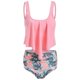 thumbnail image 3 of Sonducket Traje de baño sin mangas de cintura alta con estampado de hojas digitales de piezas para mujer Traje de baño No.6 XXL Sonducket OD001368-35, 3 of 4