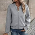 thumbnail image 2 of Mrat Womens Long Sleeve Zip up Sweatshirts Jackets Full Zipper Lightweight Jacket Casual Loose Outwear Coat Fleece Lined Coat Lady S-33 Gray XXL, 2 of 7