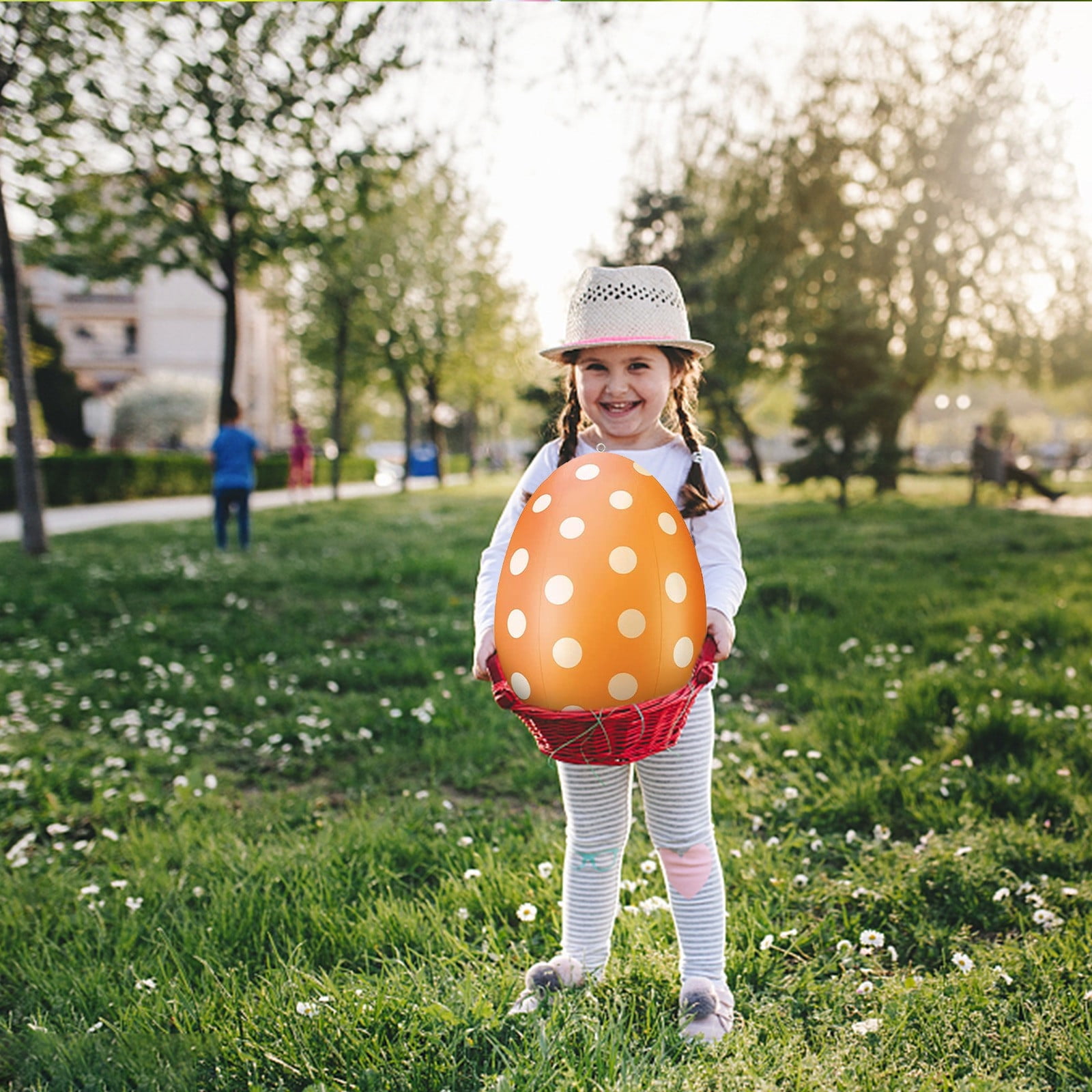 Vggrvlo Inflatable Easter Eggs Decorations Large PVC Colorful Egg Easter Inflatable Outdoor Ornaments Decorations Colorful Eggs for Holiday Party, Yard, Home, Indoor & Outdoor Orange 24"