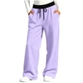 thumbnail image 2 of NAISIBABY Girls Sweatpants, Elastic Waist with Pockets Casual Comfortable Pants Purple Size 6, 2 of 8