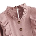 thumbnail image 5 of Fall Linen Dress for Toddler Little Girls Floral Solid Long Sleeve Ruffle Dresses Kids A-line Princess Dress, 5 of 7