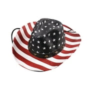 Felcia Men Classic American Flag Cowboy Hat Wide Brim USA Cowgirl Straw Cap