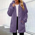 thumbnail image 6 of WIZUTIZ Women's Solid Color Long Sleeve Fleece Zip Up Hoodie Soft Plush Warm Winter Jacket Casual Loose Fit Cozy Outerwear with Pockets, 6 of 8