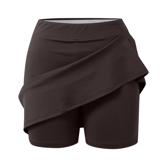 Ediodpoh Skirts for Women Athletic Skirt with Built in Shorts for Running Tennis Workouts and Wear Mini Skirt with Shorts Coffee L