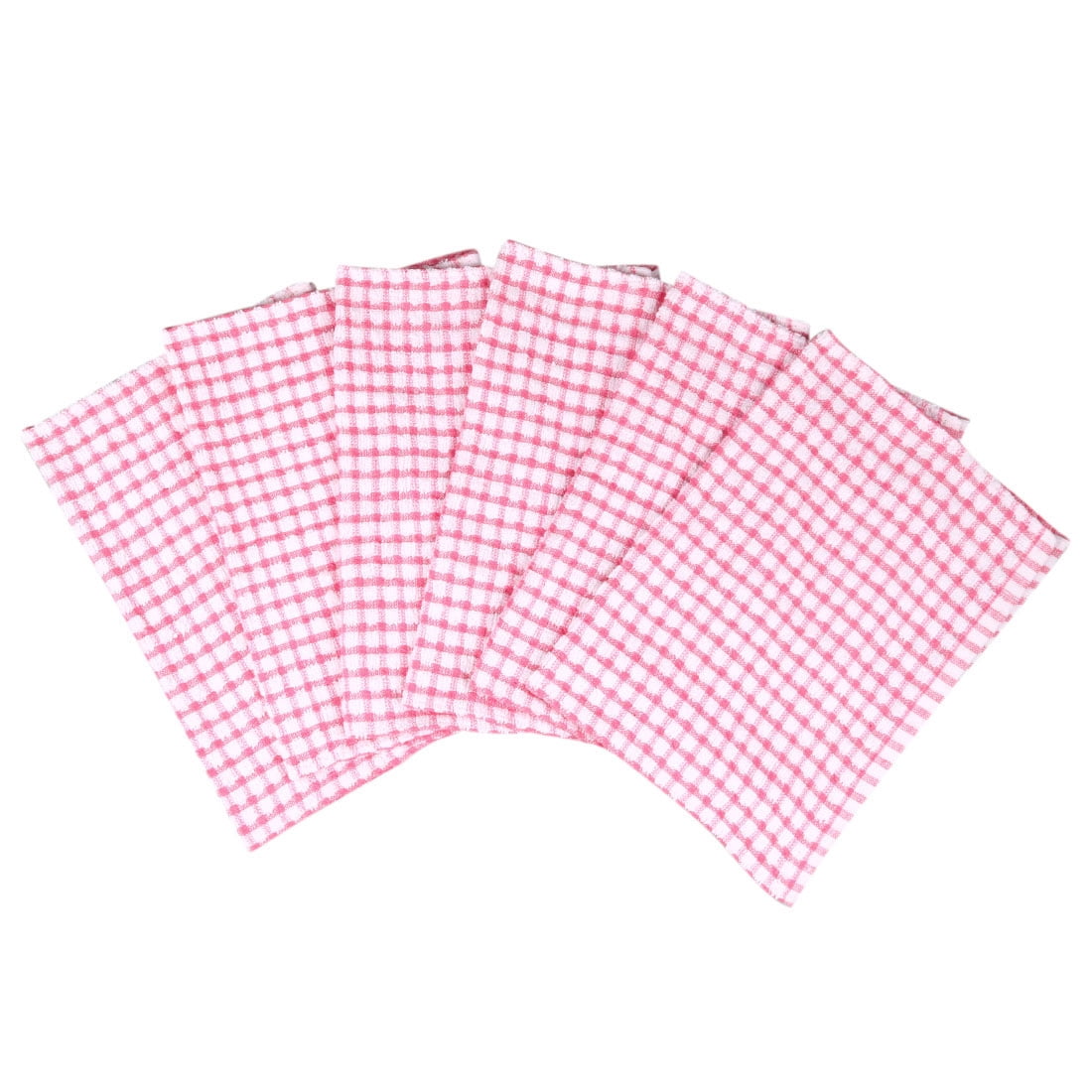 Unique Bargains 12-Pack Terry Cotton Kitchen Cleaning Cloths Towels Pink