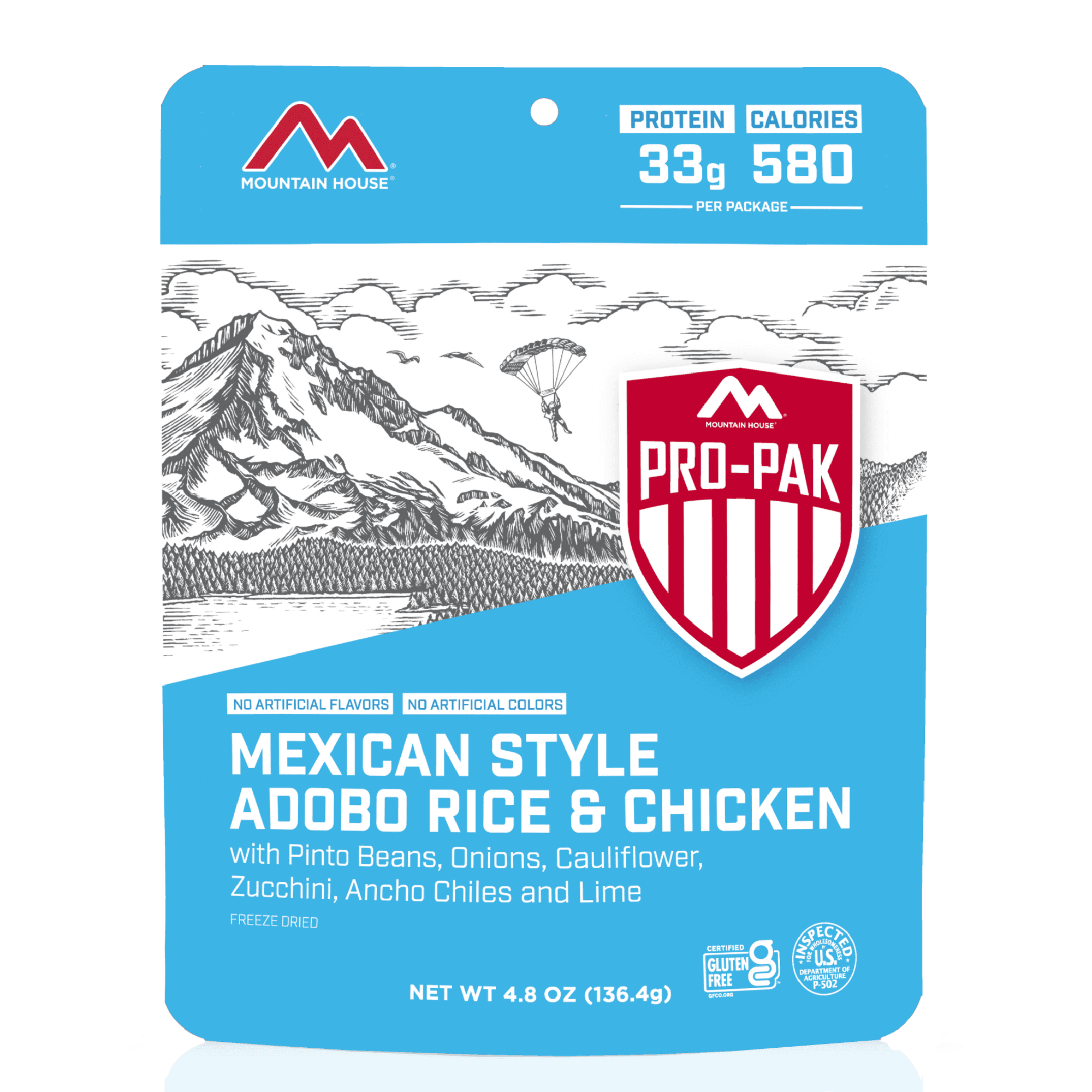 Mountain House Mexican Style Adobo Rice & Chicken - Pro-Pak® Emergency Survival Food for Camping, Hiking and Backpacking - 6 Pouches