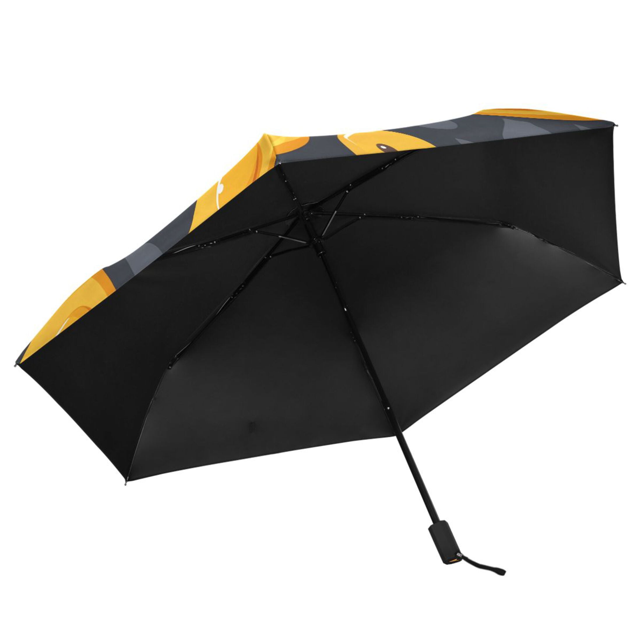 Cute Rubber Yellow Ducks All Weather Umbrella Triple Folding Parasol 6 Ribs UV Protection Portable