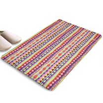 Pink Striped Geometric Pattern Flannel Non Slip Door Rugs,Washable Door Mats Indoor,Decorative Door Mats,Dirt-Resistant and Absorbent Doormat for Entrance,Bedroom,Kitchen,Bathroom,31.5x17in(80x43cm)