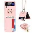 thumbnail image 2 of Mantto Case for Samsung Galaxy Z Flip3 5G,Premium PU Leather Shockproof Protective Cover with Portable Finger Ring,ID Credit Card Slots Wallet Crossbody Phone Case with Shoulder Strap,Pink, 2 of 16
