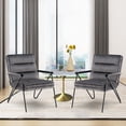 thumbnail image 2 of MCombo Velvet Accent Chair, Upholstered Armchair with Black Coated Metal Frame, Fabric 4747 (Grey), 2 of 8