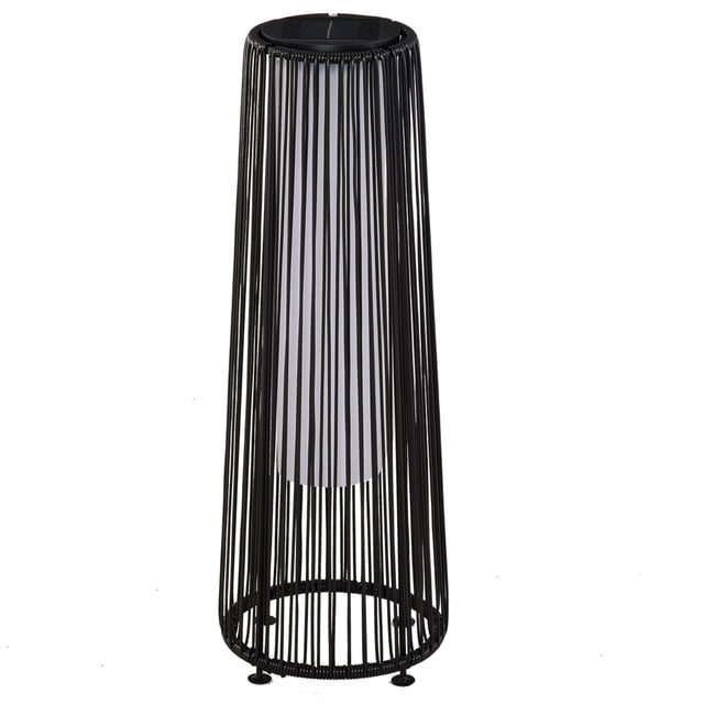 Outsunny 24" Wicker Solar Floor Lamp, Auto On/Off Outdoor Lamp, Black
