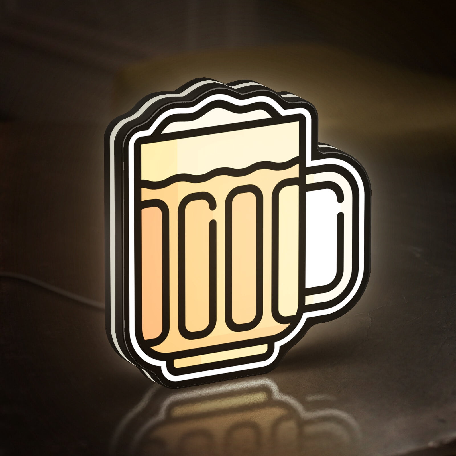 Beer Mug 3D Novelty Light Box for Alcohol Decor, Food and Drink Themed Lamp Ideal for Pubs, Parties and Bars (Width 8 inch, 20cm)