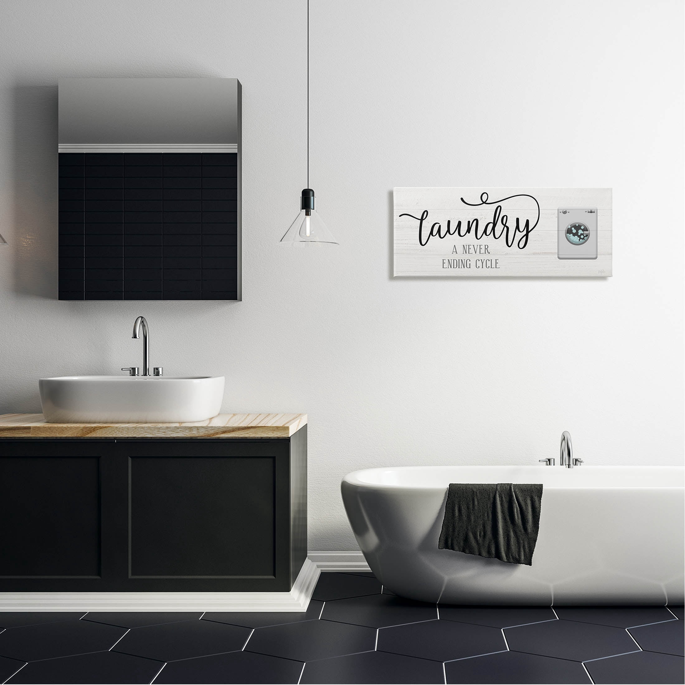 Laundry Never Ending Cycle Funny Typography Graphic Art Gallery Wrapped Canvas Print Wall Art