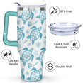 thumbnail image 3 of 40oz Cute Ocean Life Turtle Stainless Steel Flip Straw Tumbler Spill Proof Travel Cup Double Wall Vacuum Insulated Coffee Mug with Top Handle, 3 of 6