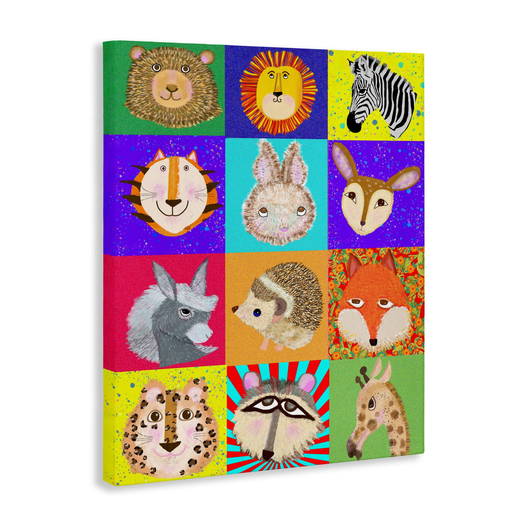 Furry Faces Animals Canvas Wall Art, design by Lynnda Rakos