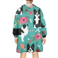 thumbnail image 2 of Wearable Oversized Blanket,Border Collie Dog and Flower Florals Wearable Blanket Hoodie for Adults,Cozy Hooded Blankets with Super Pockets,Super Warm Fuzzy Pullover for Women & Men, 2 of 6