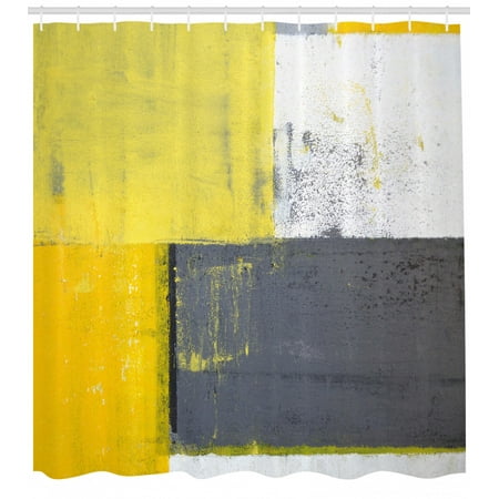 Grey And Yellow Shower Curtain Street Art Modern Grunge Abstract
