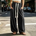 thumbnail image 2 of COMVALUE Women's Baggy Wide Leg Pants Casual Drawstring Harem Pants Bohemian Trousers with Big Pockets (Black, 3XL), 2 of 8