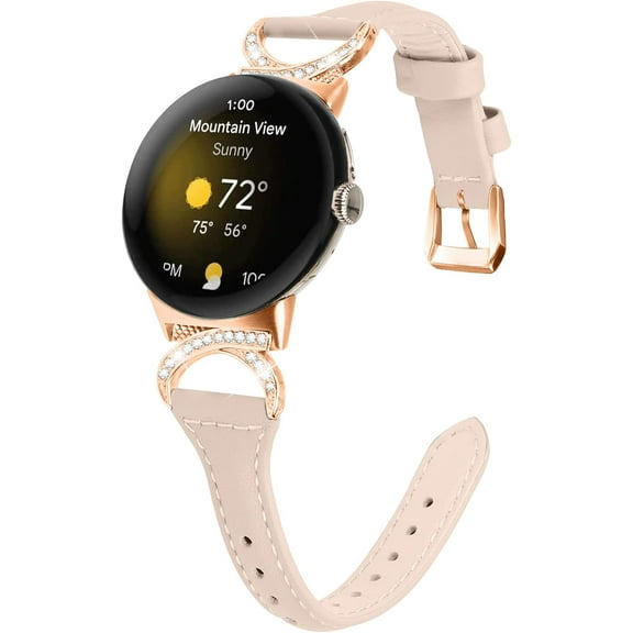 Replacement Leather Watch Band Compatible for Google Pixel Watch 3 41mm /Pixel Watch 2 /Pixel Watch Bands Women, Dressy Leather Bands, Classic Replacement Accessories Strap, Genuine Leather Wristbands