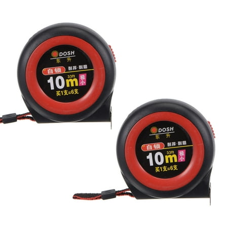 

2 Packs Self Lock Tape Measure 10M Retractable Ruler Steel Measuring Tape 25mm Wide Black Red ABS Shell