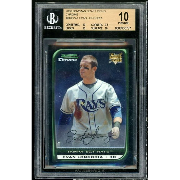 Evan Longoria Rookie 2008 Bowman Draft Chrome #BDP27 (pop 3) (PRISTINE) BGS 10