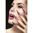 thumbnail image 5 of Uñas postizas largas con punta francesa, cuadradas azules, con diseño de mariposa 3D dorada, juego de 24 piezas., 5 of 5