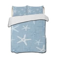 thumbnail image 2 of Quilts King Size, Vintage Sky Blue Starfish Soft Comforter Bedding Set for Bed, Summer Coastal Beach Marine Life Lightweight Quilted Bedspread with Pillow Cover(2 Pieces) for All Season, 96x106 Inch, 2 of 9