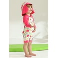 thumbnail image 3 of Happy Town Toddler Baby Girl Floral Swimsuit Long Sleeve One-Piece Rash Guard Bathing Suit with Hat, 3 of 8