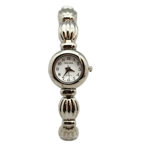 Becora Quartz Silver Tone Clam Chain Link Band Fashion Watch (15mm)