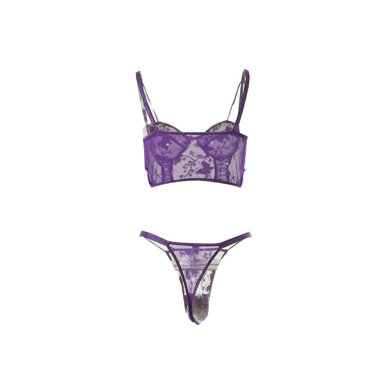 Buy N-Gal Women Lycra Floral Design Bra Panty Set_Purple