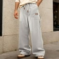 thumbnail image 2 of DHFJKG Mens Sweatpants Joggers Corduroy Wide Leg Loose Fit Elastic Waist Pants With Drawstring Stylish Trousers, 2 of 5