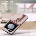 thumbnail image 5 of Case for Samsung Galaxy Z Flip 6, Luxury PU Leather Wrist Strap Classic Business Full Body Protection Shockproof Anti-Slip Case Cover for Women Girls for Samsung Galaxy Z Flip 6 5G, Pink, 5 of 8