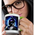 thumbnail image 2 of 3drose, Galaxy Hero Warrior in Space Suit and Helmet, Blue, Purple Colors Art, 11oz Two-tone Green Mug, 2 of 6