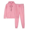 thumbnail image 2 of ibuvkizy Sweat Suits for Womens 2 Piece!Men's and Women's Sports Tracksuits Long Sleeve Pullover Hoodies Sweatshirt Loose Coat and Sweatpants Fall Winter Suit Pink,XXL, 2 of 7