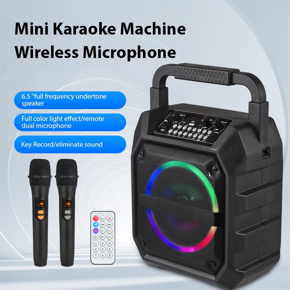 Eccomum Karaoke Machine with 2 Wireless Microphones, Portable Home Speaker System for Adults with RGB Lights for Party