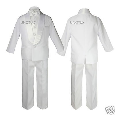 Infant Toddler Kid Teen Boy Wedding White Shawl Lapel Formal Tuxedo Suit sz S-20