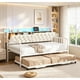 thumbnail image 1 of Sofá Cama con Nido y Cabecera con Almacenamiento, Convertible de Individual a King Size,Tapizado con Estación de Carga y Luces LED, Ideal para Sala o Dormitorio, 196 x 112.5 x 107 cm, Blanco, 1 of 8