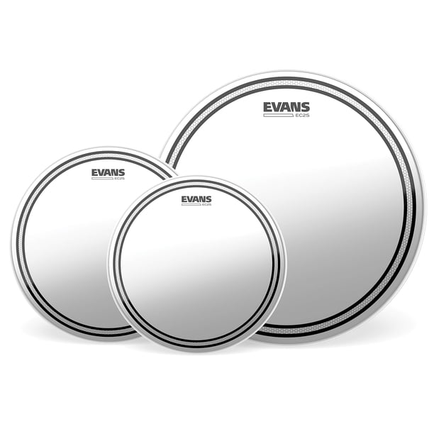 Paquete Drum Heads Evans EC2S Clear Rock (25,4, 30,48, 40,64) cm