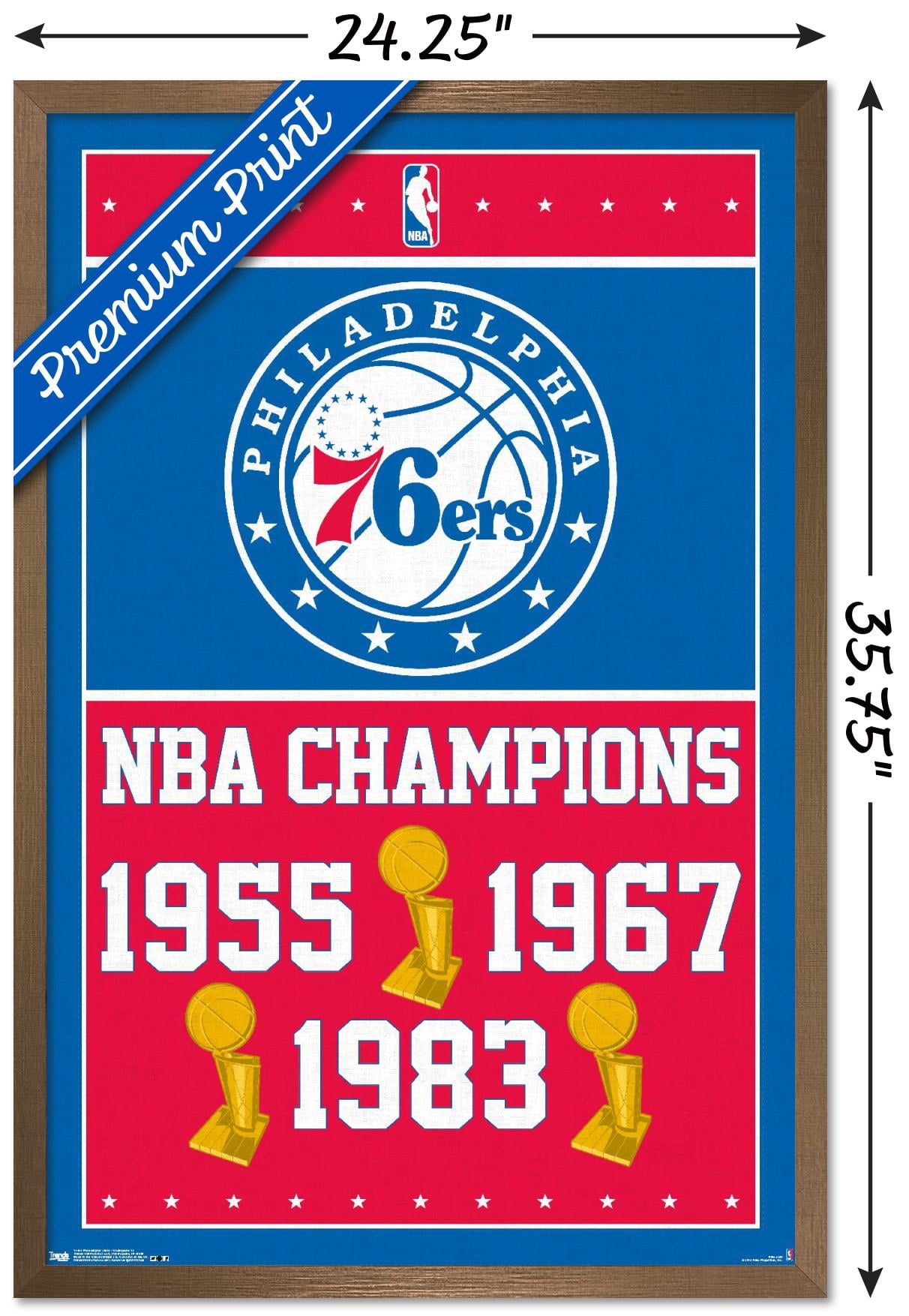 NBA Philadelphia 76ers - Champions 15 Wall Poster, 22.375" x 34", Framed