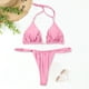thumbnail image 2 of Traje De Baño De Dos Piezas Con Cuello Halter Traje de baño de dos piezas con cuello halter para mujer Traje de baño sexy con tanga Sólido (XL rosa) Ndcxsfigh Para Estrenar, 2 of 6