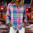 thumbnail image 4 of Zyekqe Womens Plaid Shirts Button down Long Sleeve Blouses Lightweight Print Business Dressy Casual Tops, 4 of 6