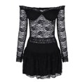 thumbnail image 3 of Vestido Conjunto de falda y top con retazos de encaje para mujer Ropa de primavera y verano negra Y2K Ygjytge Negro T L para Mujer, 3 of 9