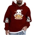 thumbnail image 2 of Awdenio Men's Clothing Trendy Halloween Hoodies Long Sleeve Fall Sweatshirt Skeleton Pumpkin Crewneck Oversize Hooded, 2 of 5