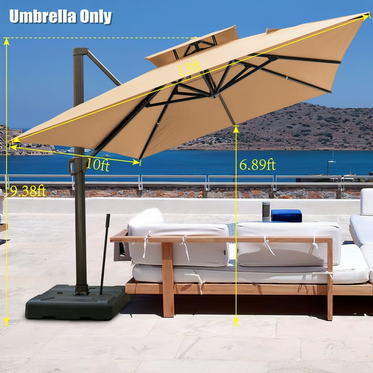 3 tier patio umbrella 3 Tiers Patio Umbrella Outdoor Table Umbrella Khaki / 10FT